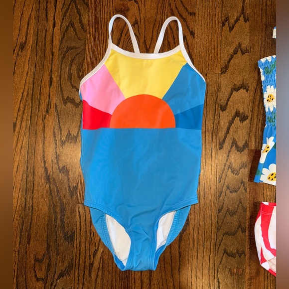 Hanna Andersson Kids Swimwear size 6/7 or 120cm red white blue two suits - Picture 4 of 11